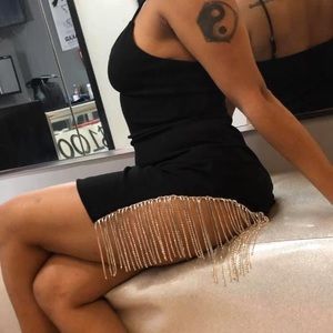 Black Crystal Fringe Dress